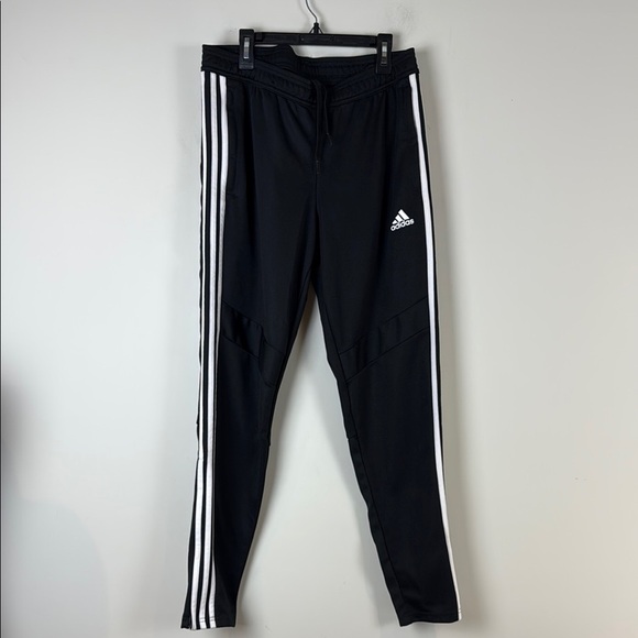 Adidas Women's Black and White Slim Fit Joggers with Iconic Stripes Size Medium - Picture 1 of 8
